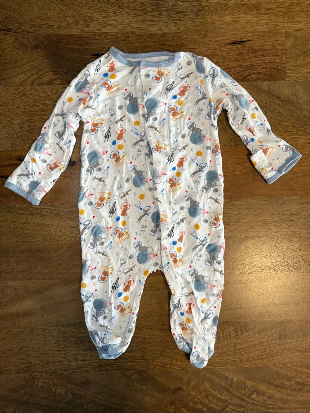 Magnetic Me White Space Print Footed One-Piece Footie Pajama